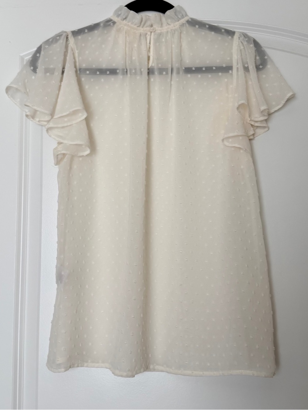 Maison Jules Ivory Swiss Dot Flutter Sleeve Blouse